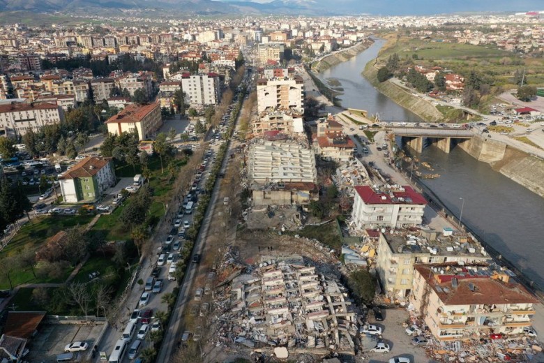حجم خسائر المباني والمنازل في مدينة أنطاكيا ، مقاطعة هاتاي ، تركيا في 20 فبراير 2023